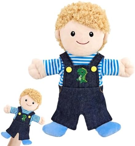 Kids Hand Puppets 11.8" Plush Girl Puppet for Puppet Theater, Odorless Skin-Friendly Soft Hand Puppet Toy for Family Show