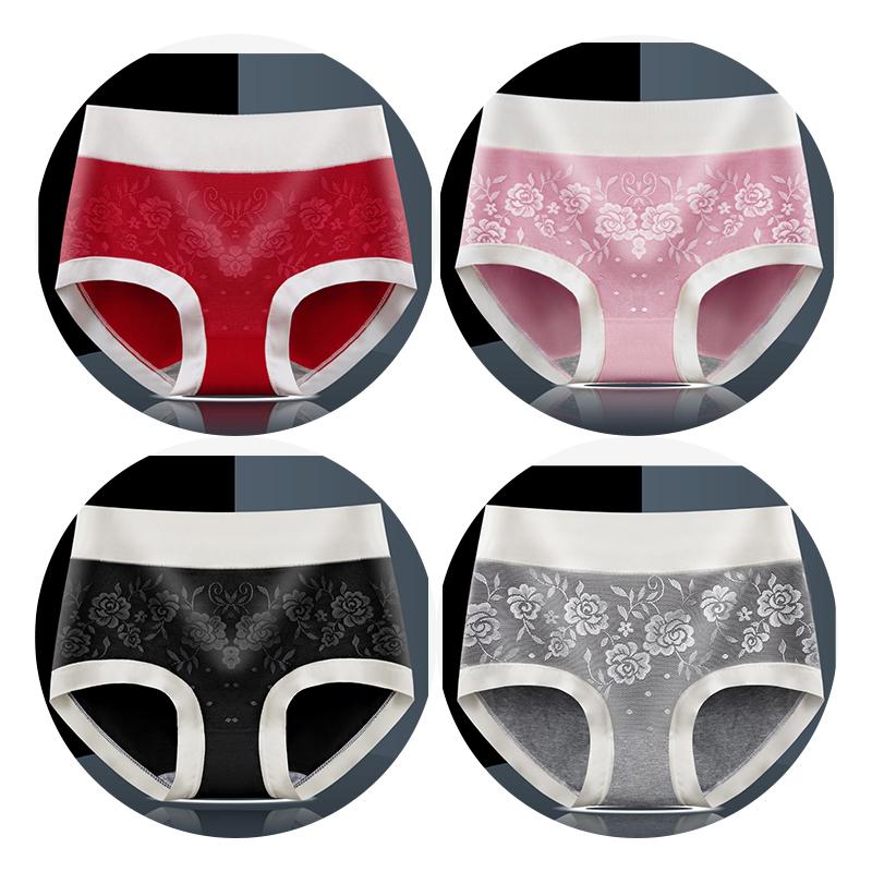 Mittlere Taille, große Größe, bequeme Damenunterwäsche, atmungsaktiv, antibakteriell, reine Baumwolle, sexy Spitzen-Slip für Frauen