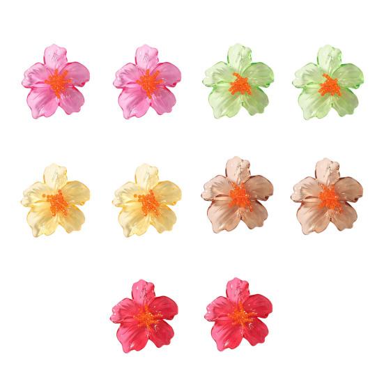 1 Pair Women Earrings Transparent Flower Shape Acrylic Earrings Lightweight Stud Earrings Jewelry Gift