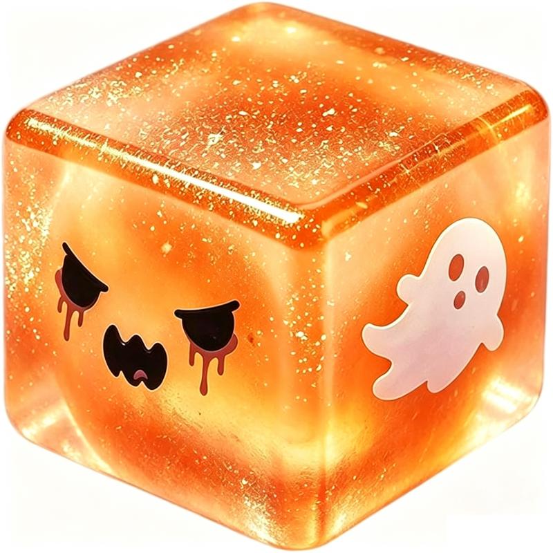 Halloween Spooky Cube Squishies Toy Transparent Glitter Maltose Stress Relief Squeeze Toy For Party Favor Kids Gift Decor