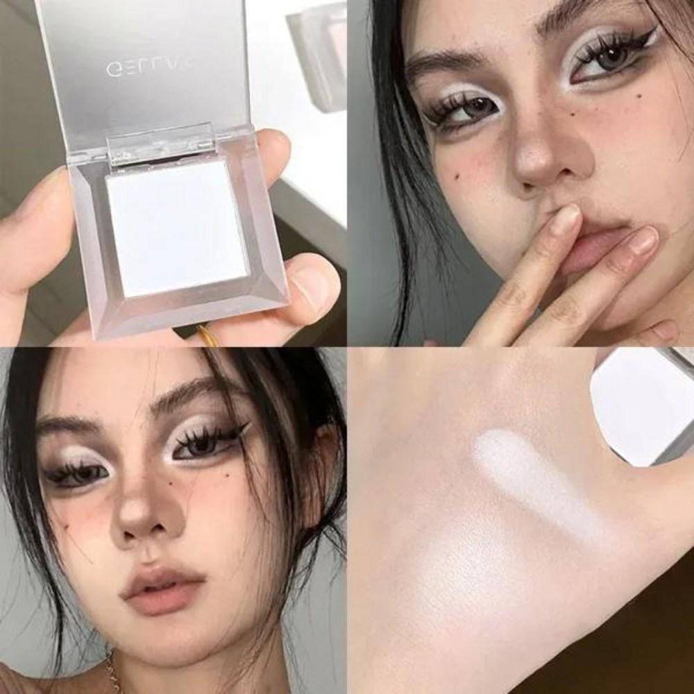Highlighter Solid White Jade Palette Waterproof Pearl Matte Eyes Hair Brighten Silkworm Shimmer Bronzer Makeup, 1pcs Matte White
