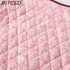 BITCED Women's Autumn/Winter Fashion Casual V-Neck Printed Quilted Cotton Patchwork Jacket