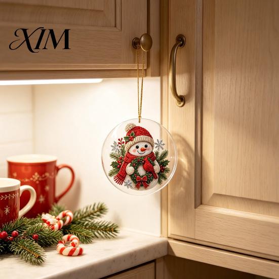 Acrylic Holiday Hanging Ornaments Christmas Ornament, Double Side Printed Santa Pendant for Tree Window, Indoor Outdoor 2D Flat Festive Decor
