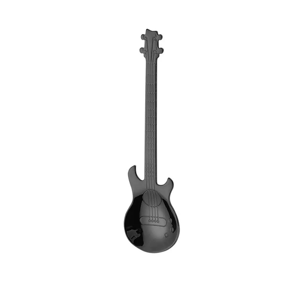 Musical Cutlery Guitar Shaped Coffee Spoon Metallic Stainless Steel Stirring Teaspoon Creative Dessert Ice Cream Scoop  Tools