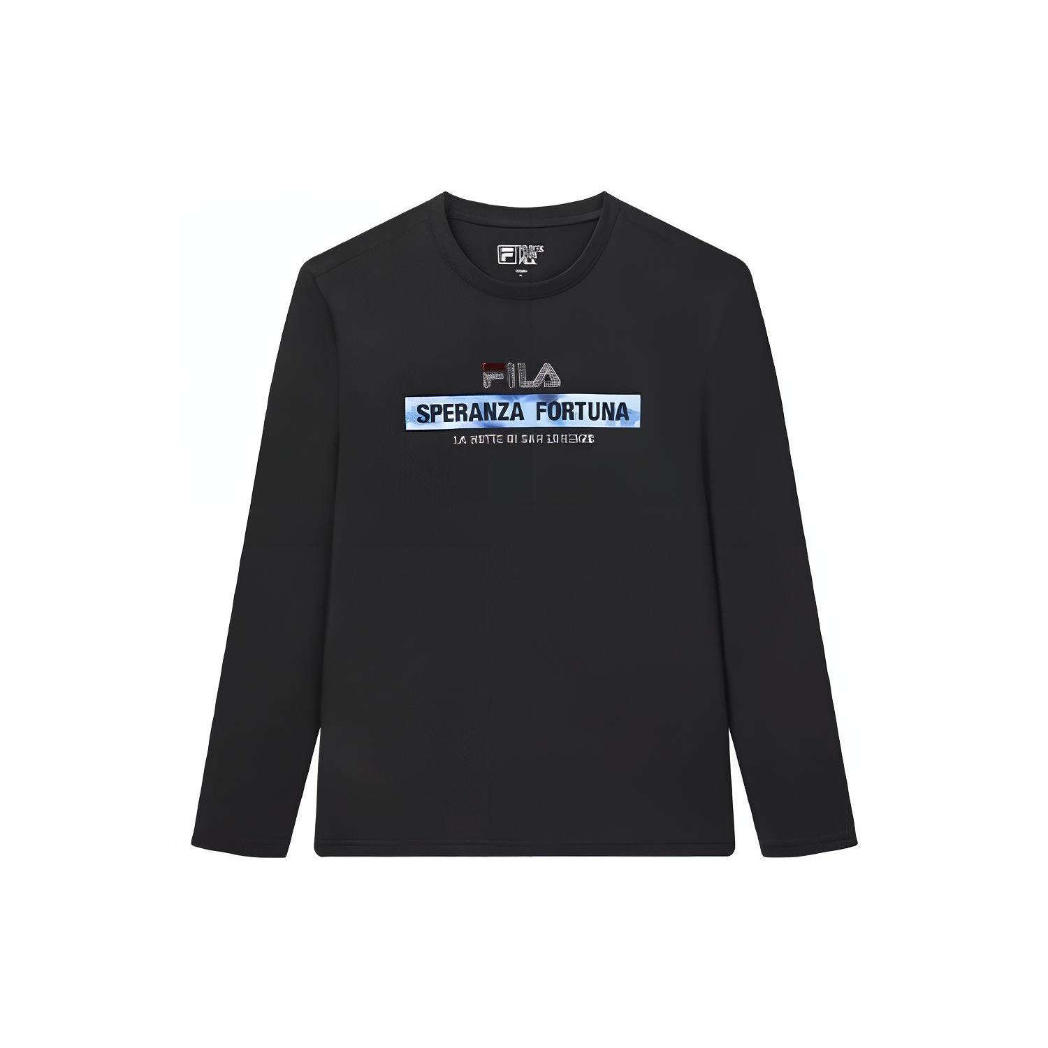 Мужские футболки FILA Черные с круглым вырезом Умеренный прямой крой F11M038214GBK L