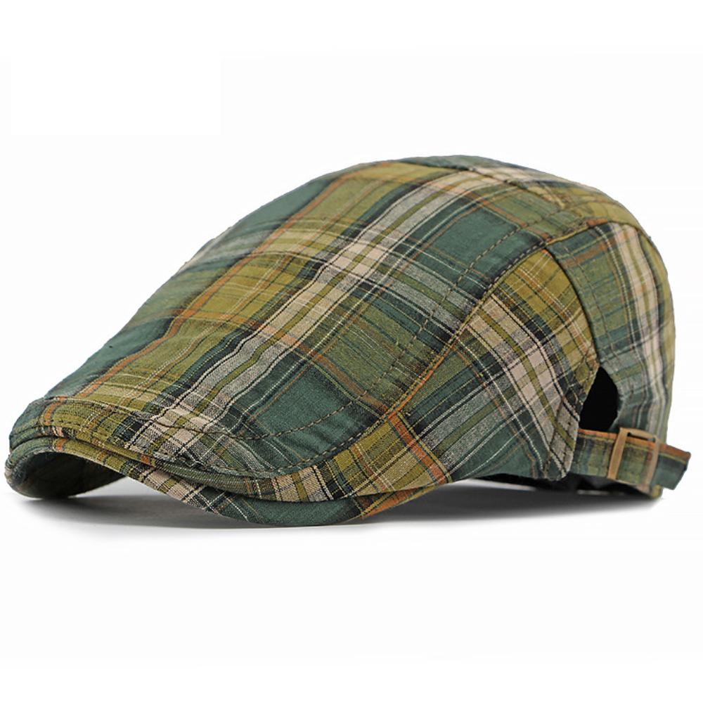 HT4376 Berets Men Women Vintage Plaid Beret Cap Male Female Adjustable Flat Cap Retro Spring Summer Cap Beret Hats for Men Women