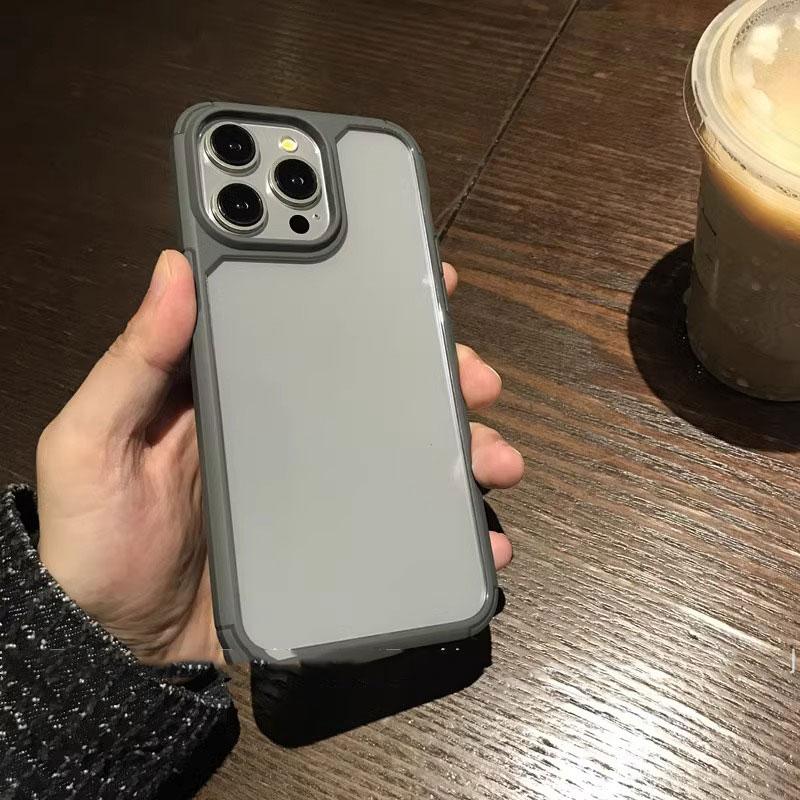 Natural Titanium Shockproof Hard Case for iPhone 16 15 14 13 12 11 Pro Max Plus Thickened Anti Fall Protection Clear Phone Cover