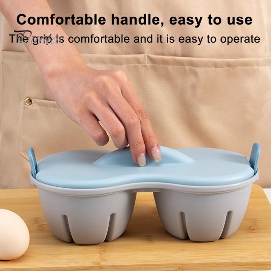 Plastic Egg Boiler Dual Cavity Microwave Poacher with Lid, Heat Resistant Double Hole Steamer, Compact Cooker Quick Breakfast Tool Nutritious Maker