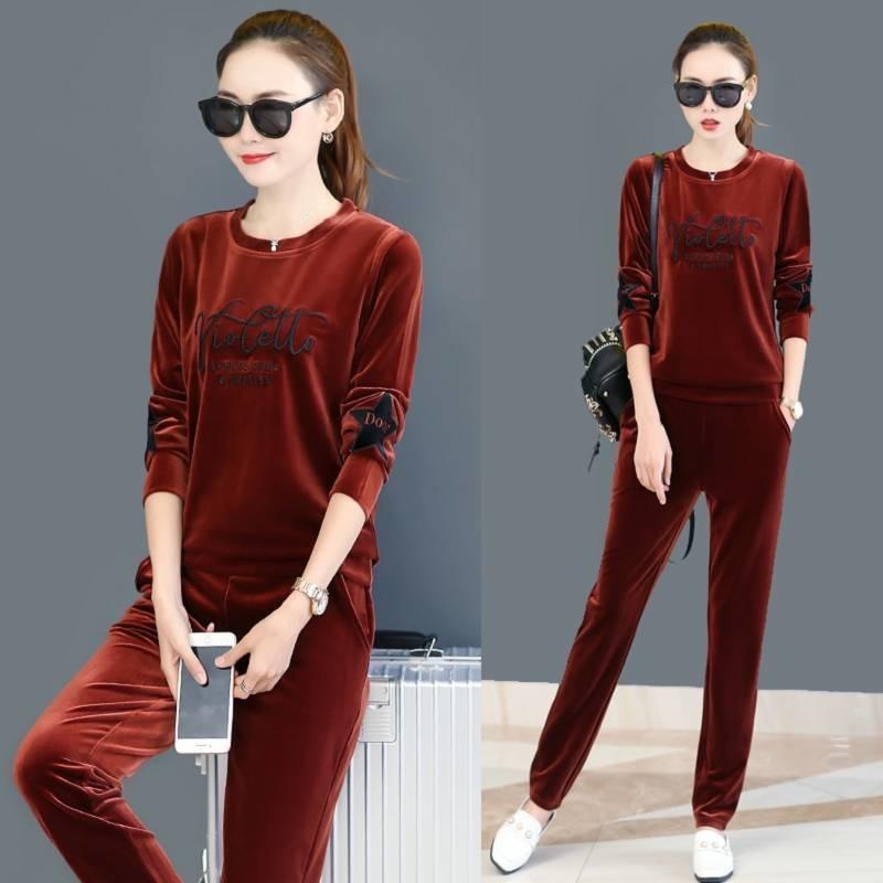 Women's Sports Casual Set Round Neck Long Sleeve + Pants Two Piece Set