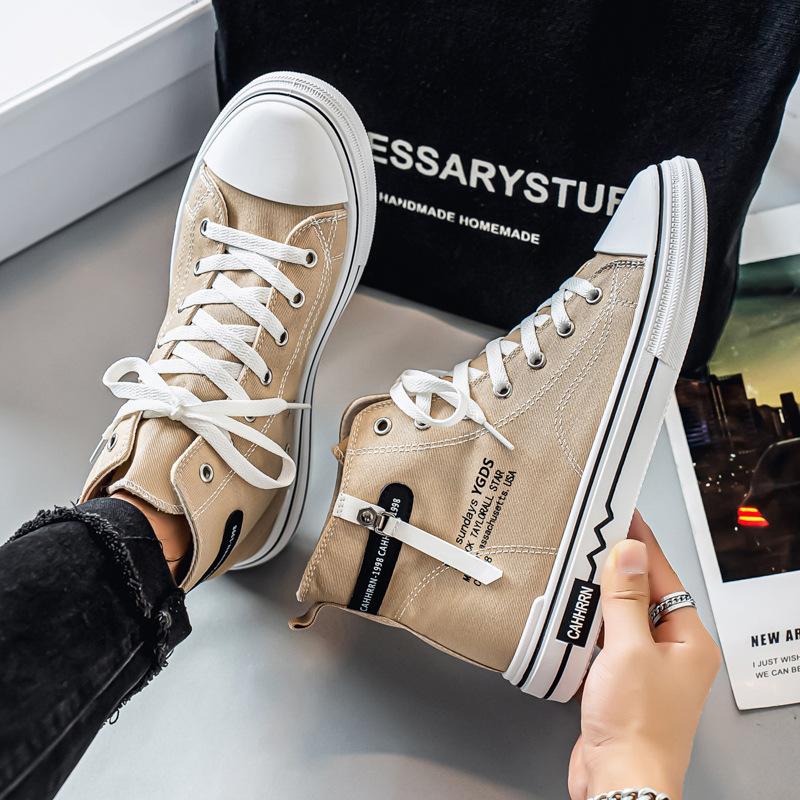 Men's shoes autumn 2025 new high-top board shoes student flat canvas shoes literary style youth fashion casual shoes