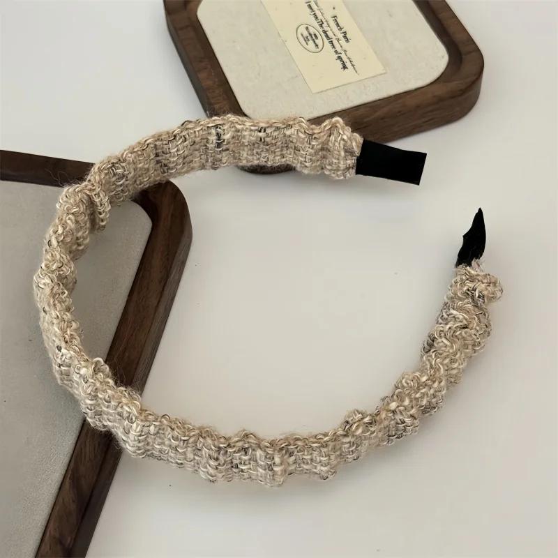 

Новое поступление Вязаная вручную зимняя повязка на голову Милый стиль Повязки для волос Модный аксессуар для волос Универсальные ребристые повязки для волос