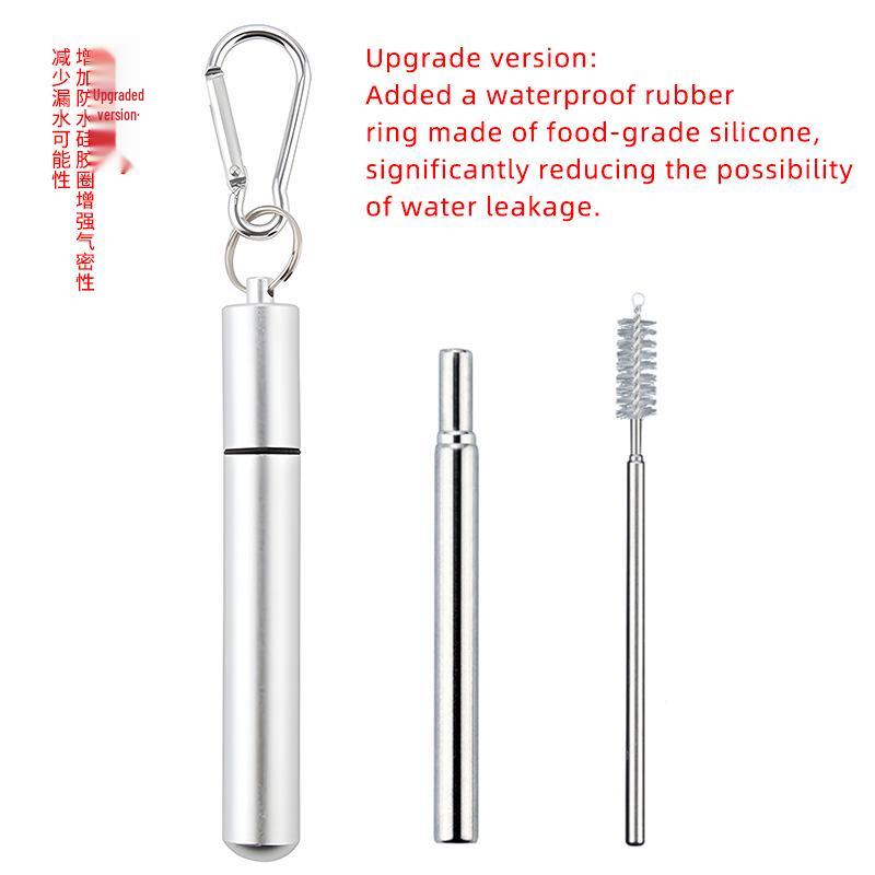 Telescopic Stainless Steel Straw Set with Aluminum Case, Round Bottom, Foldable, Colored, Customizable Logo