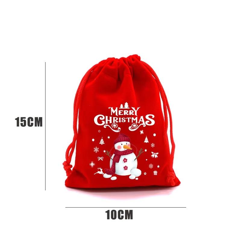 12PCS Christmas Gift Bags 10x15cm Red Velvet Drawstring Pouch for Candy & Treat Festive Party Favors Wrapping Bags