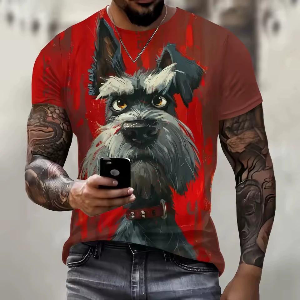 2026 Fun 3D Dog Print Men s T-Shirt Crew Neck Loose Short Sleeve Fashion Men s Summer S