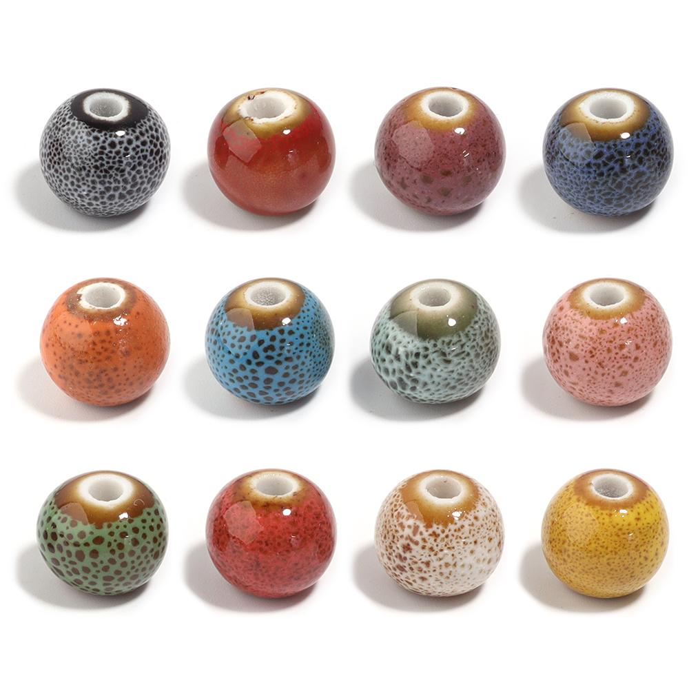 20pcs 10mm Round Ceramic Beads Colorful Spotted Porcelain Loose Spacer Bead For DIY Jewelry Making Necklace Bracelet Accessories