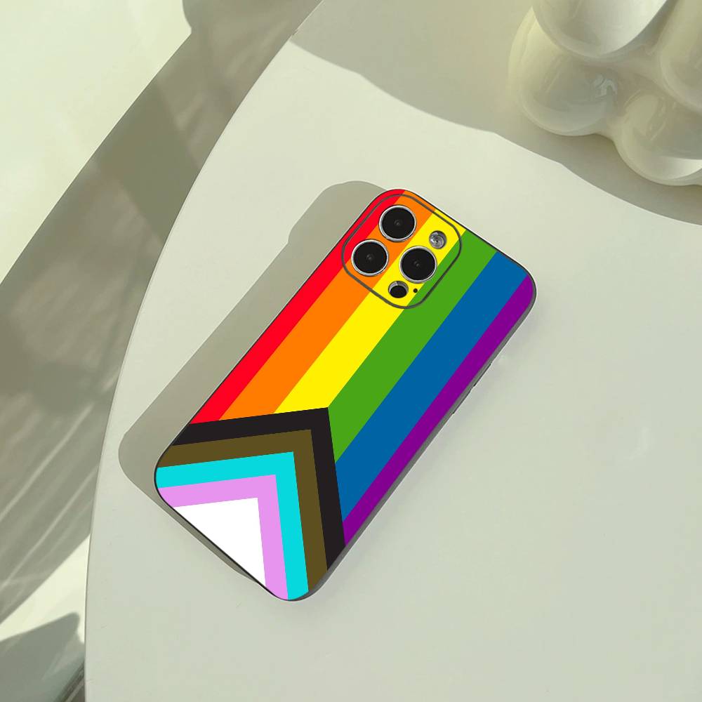 Lesbian LGBT Rainbow Pride Phone Case For iPhone 17,16,15,14,13,12,11 Pro Max,16Plus,XS Soft Black Cover