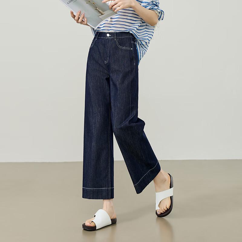 

ESE-Y Women s High-Elastic Cropped Straight Wide-Leg Jeans 26