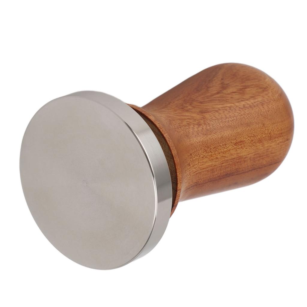 Coffee Leveler Tool Flat Base Wooden Handle 304 Stainless Steel Elastic Press Coffee Tamper 58MM