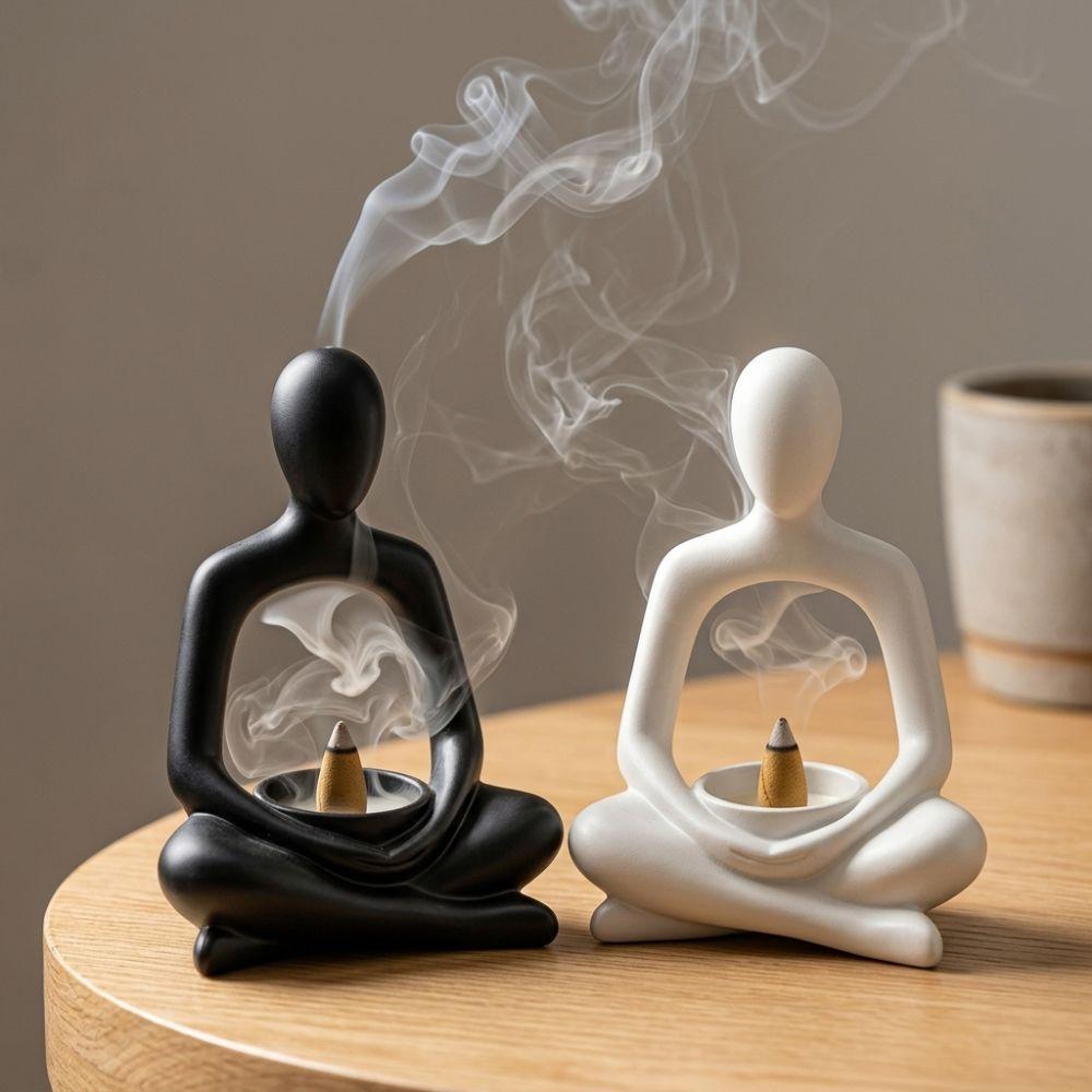 Minimalist Yoga Statue Incense Holder 3D Printed Sculpture Candle Holder Study Room