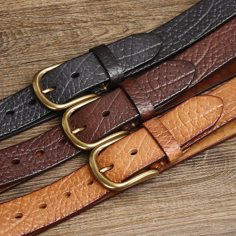 Thickened First Layer Cowhide Embossed Bison Leather Pattern Belt Men'S Genuine Leather Pin Buckle Retro Men'S Jeans Belt