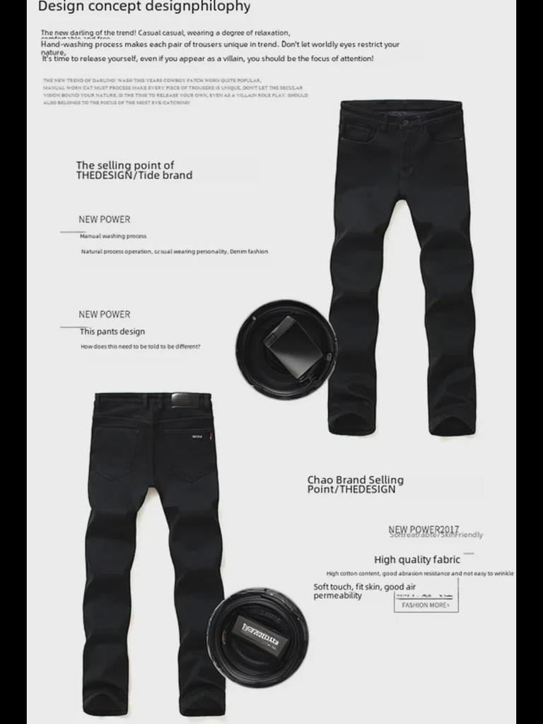 Hochwertige Slim-Fit-Jeans für Herren in Schwarz mit elastischem Bund