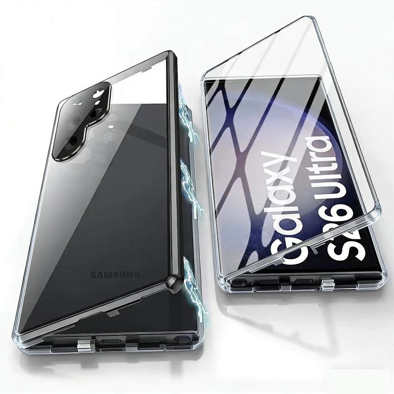 

Чехол-защита экрана 360° Full Coverage Ultra HD для Samsung S26 Ultra S25 S24 S23 Plus FE Металлическая магнитная адсорбционная рамка Galaxy S25 Ultra