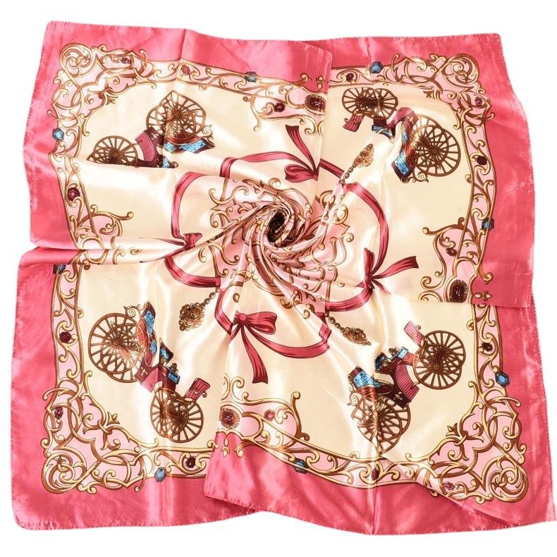 European and American spring new retro carriage simulation silk satin printing silk scarf wholesale, fashionable women's scarf
