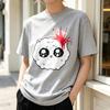 Kawaii Cartoon Face Print T Shirt Breathable Cotton Short Sleeve Unisex Trendy Streetwear Casual Top for Anime Style Fans