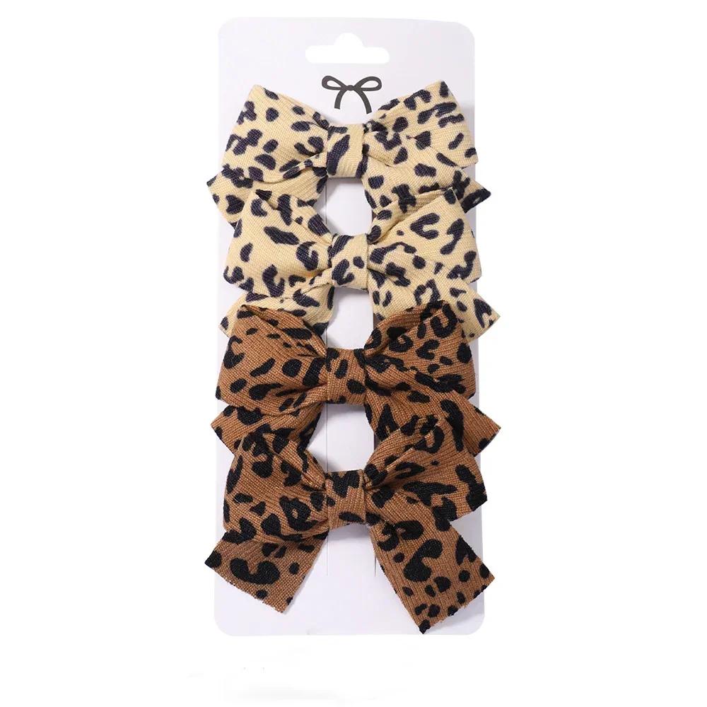 4Pcs Sweet Lace Printed Bowknot Hair Clips for Hair Girls Handmade Hairpin Boutique Barrettes Headwear Baby Hair Accessories