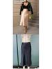 European & American Satin A-line Midi Skirt – Elegant Style, Polyester Fabric