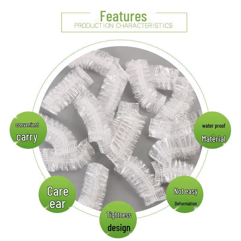 Waterproof Disposable Ear Covers for Piercing, Bathing, Shampooing, Hair Dyeing - 100 Pieces