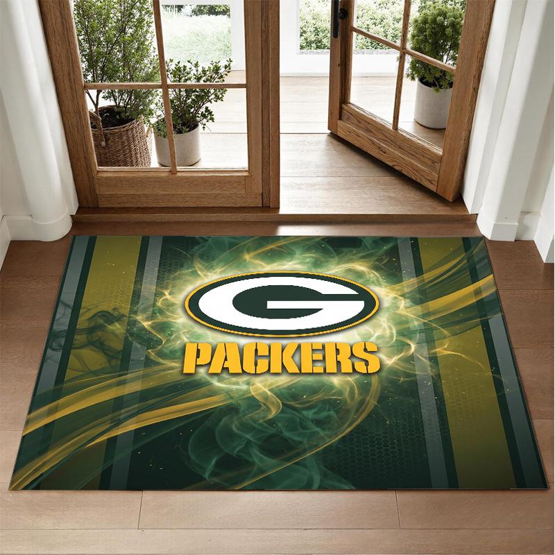 Green Bay Packers Design Crystal Velvet Rug Soft Decorative Mat for Bedroom Entrance