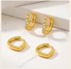 Gold Plated V-Shaped Zircon Huggie Hoop Earrings,  Small Paved Fashion Korean CZ Geometric Lightweight Minimalist Ear Jewelry