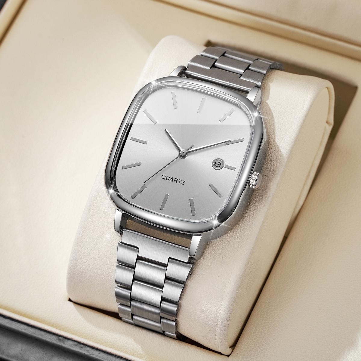 

Модные квадратные мужские деловые часы Аналоговый календарь Кварцевые часы для мужских часов Reloj Hombre