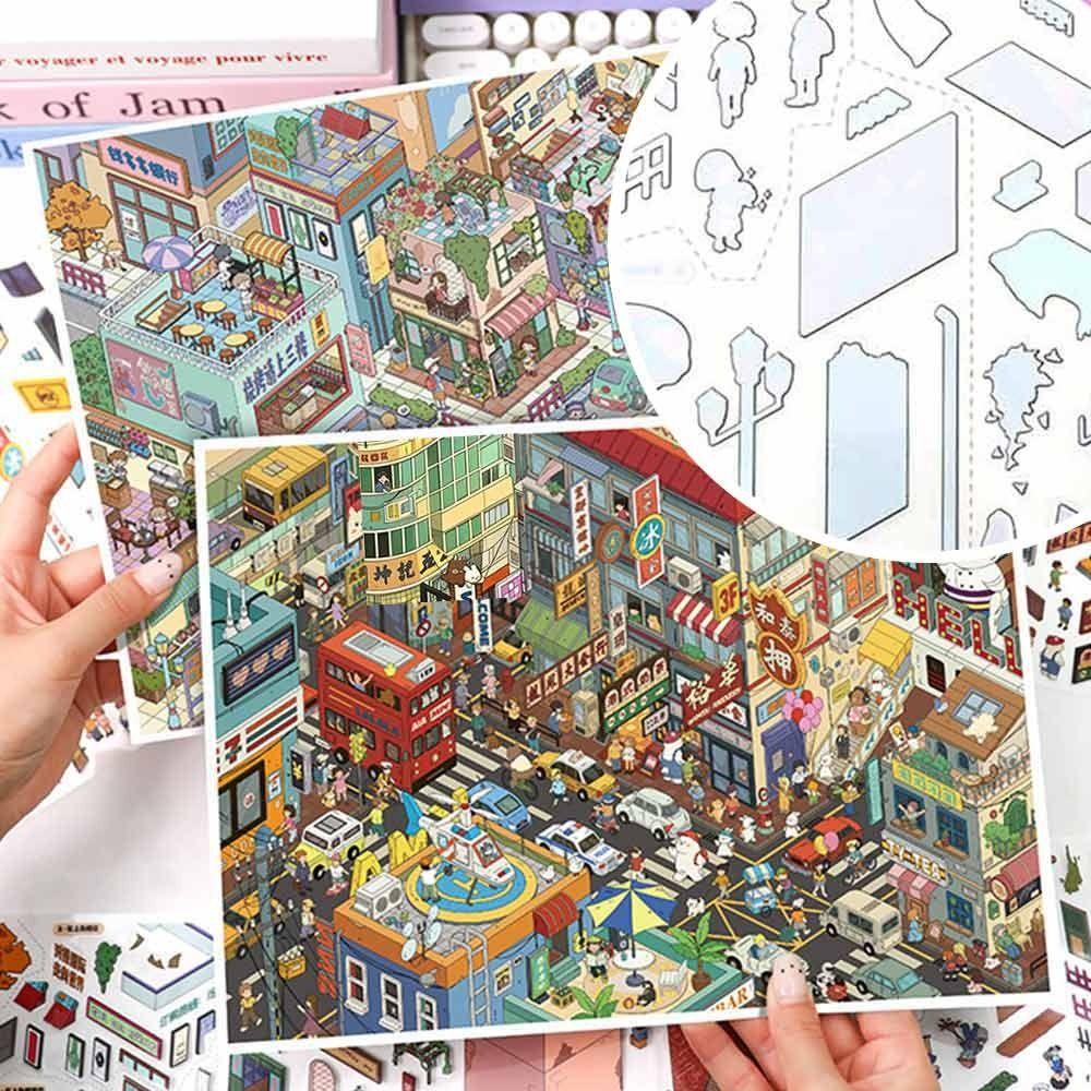 Special Economic Zone 3D City Sticker Kawaii Design DIY Pocket Scene  Festival Decoration