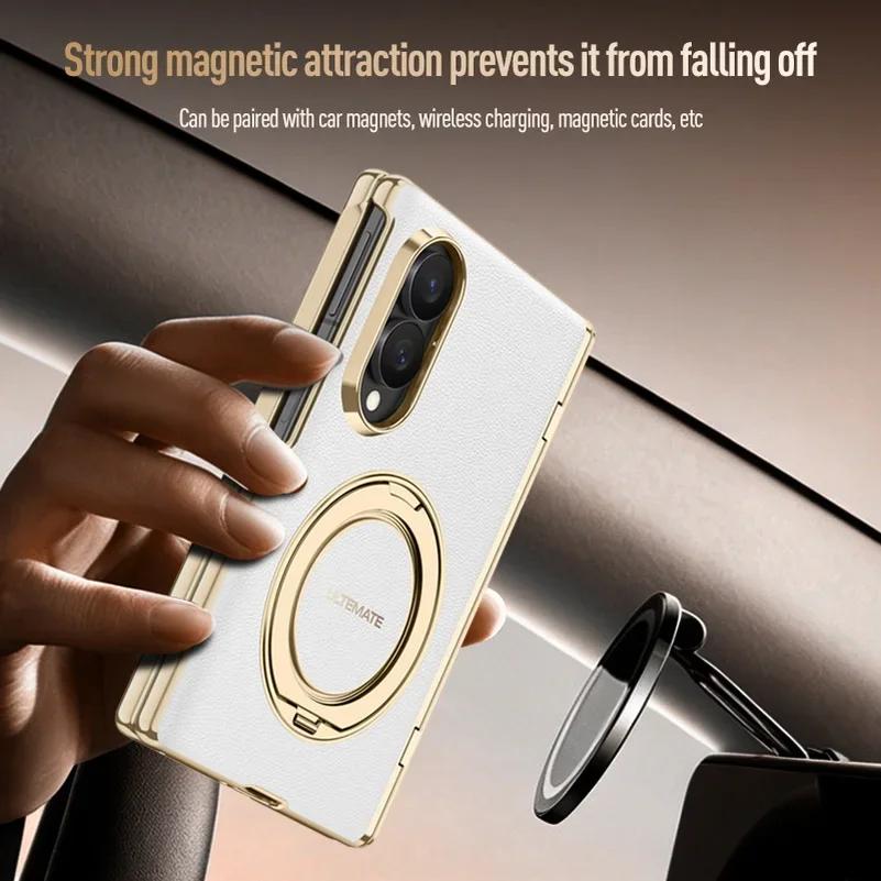 Supporto Magnetico Metallico con Cinturino da Polso Custodia per Telefono 2-in-1 per Samsung Galaxy Z Fold 8 Fold8 Ultra Copertura Anteriore in Pelle Schermo in Vetro