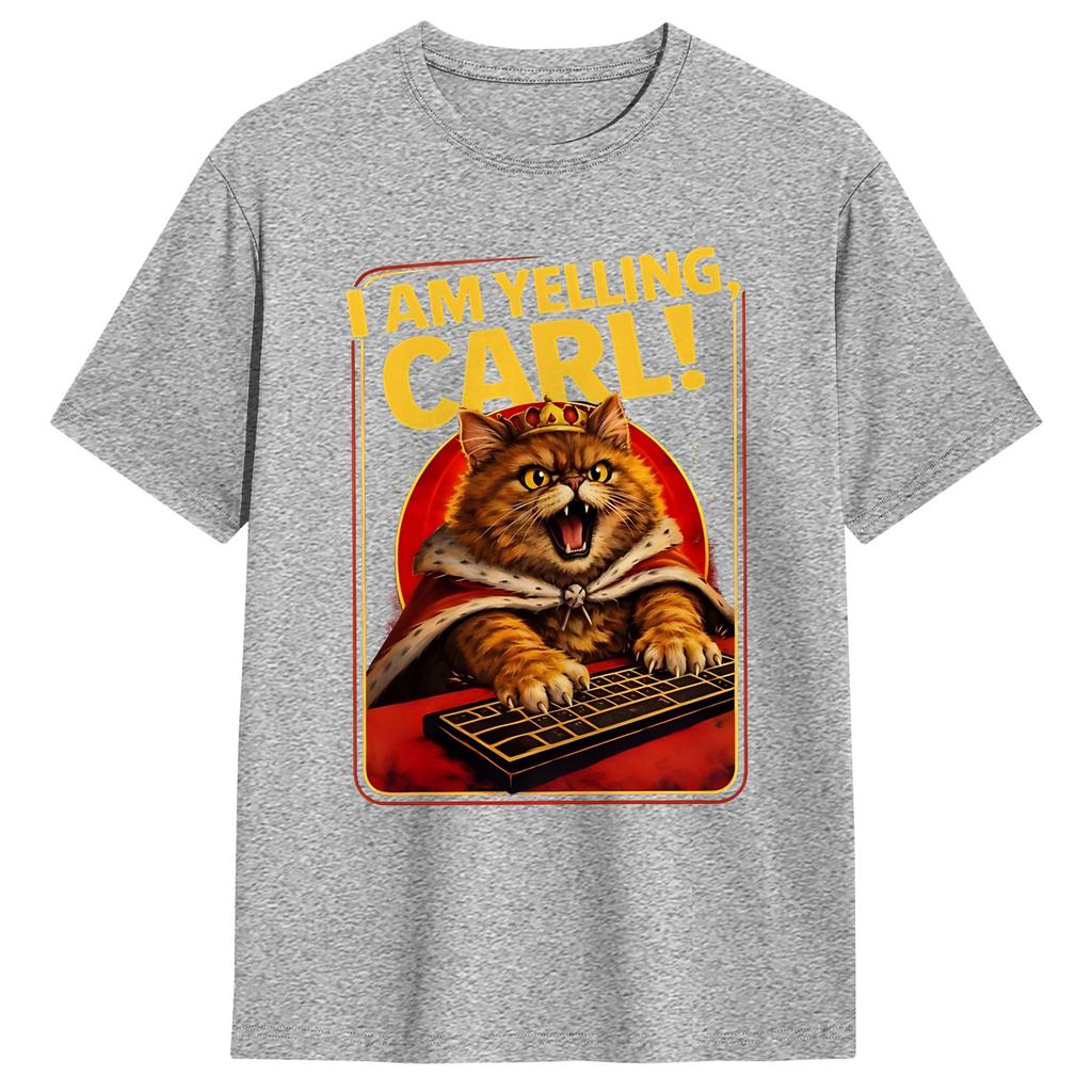 T Shirt I Am Yelling Carl Angry Cat Fantasy Bookish Dungeon Crawler Carl T Shirts Fashion Summer Tee Shirt Classic Cotton Tops