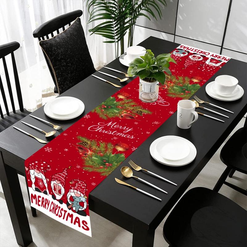 Christmas Table Runner Merry Christmas Decoration For Home Xmas Gifts Navidad Noel New Year 2024 Natal Tablecloth 180*35cm