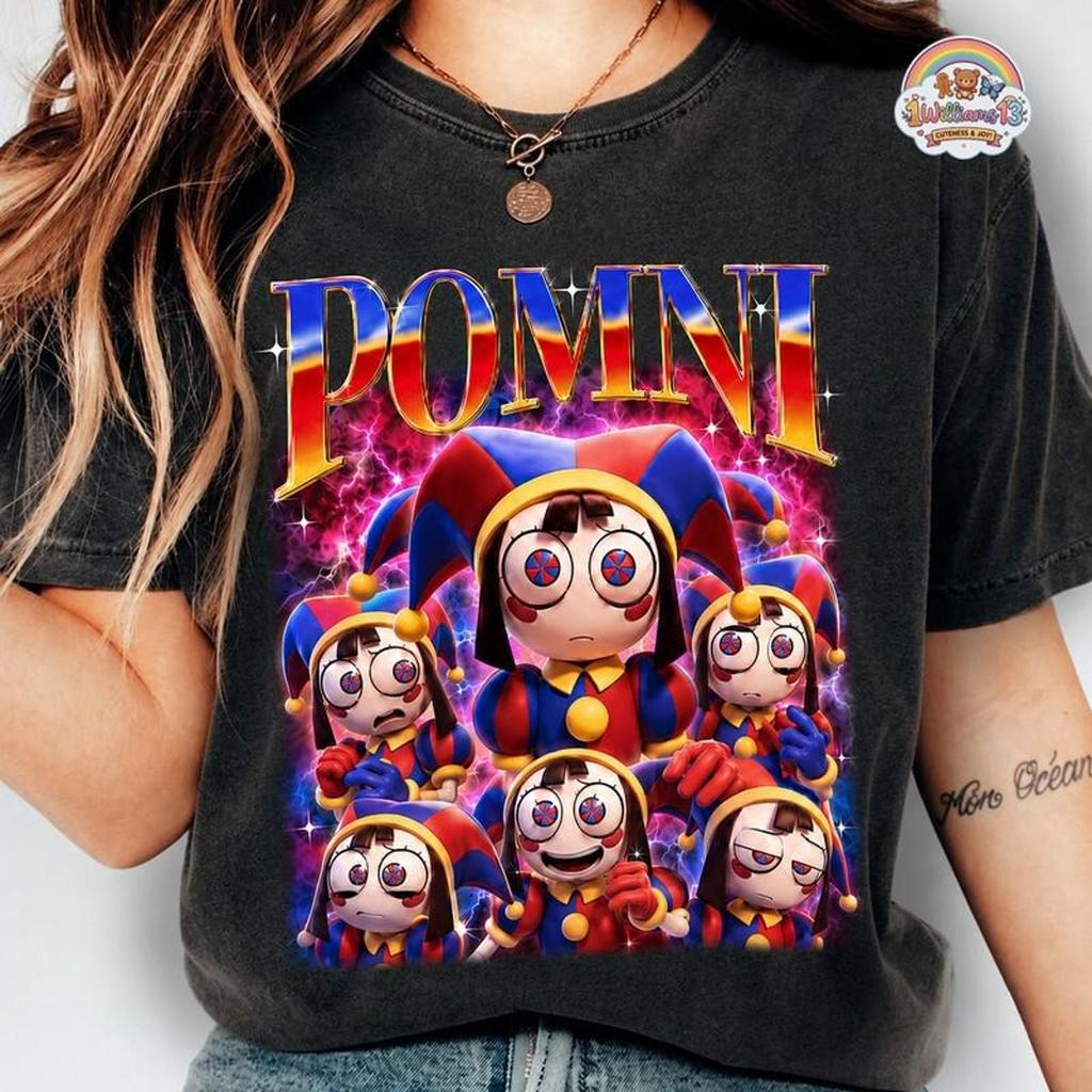 Comfort Colors La Meravigliosa T-shirt Bootleg del Circo Digitale, T-shirt Personaggio Pomni, T-shirt Regalo Fan del Circo, T-shirt Jax Gangle Zooble Bubble
