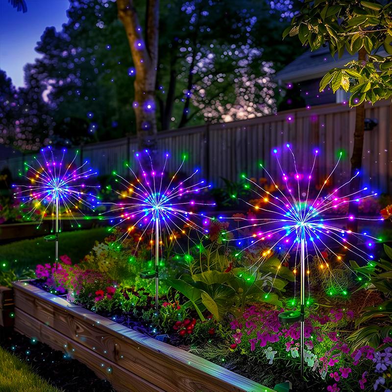 Solar Garden Lights Outdoor Fairy Fireworks Light Waterproof Decor Yard Pathway Patio Lawn Flower Lamp