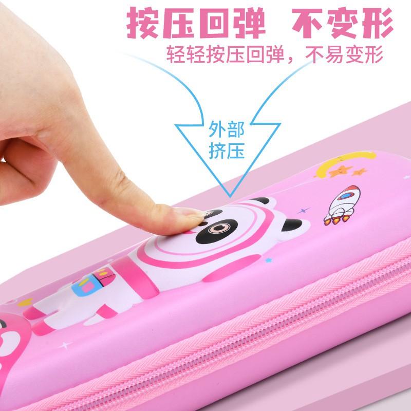 Kids Pencil Case 3D PU Leather Stationery Bag Boys Girls School Supplies Cartoon Design Multi Compartment
