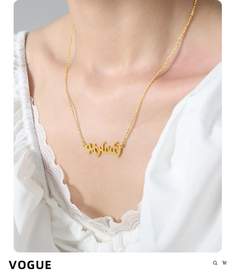 European & American High-End Titanium Steel Gold Letter Pendant Necklace for Women