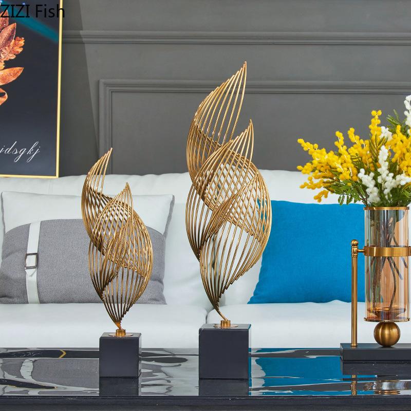 Ribbon Fluttering Statue Abstract Geometric Handicrafts Desk Decoration Creative Golden Ribbon Ornaments Room Aesthetic Decor