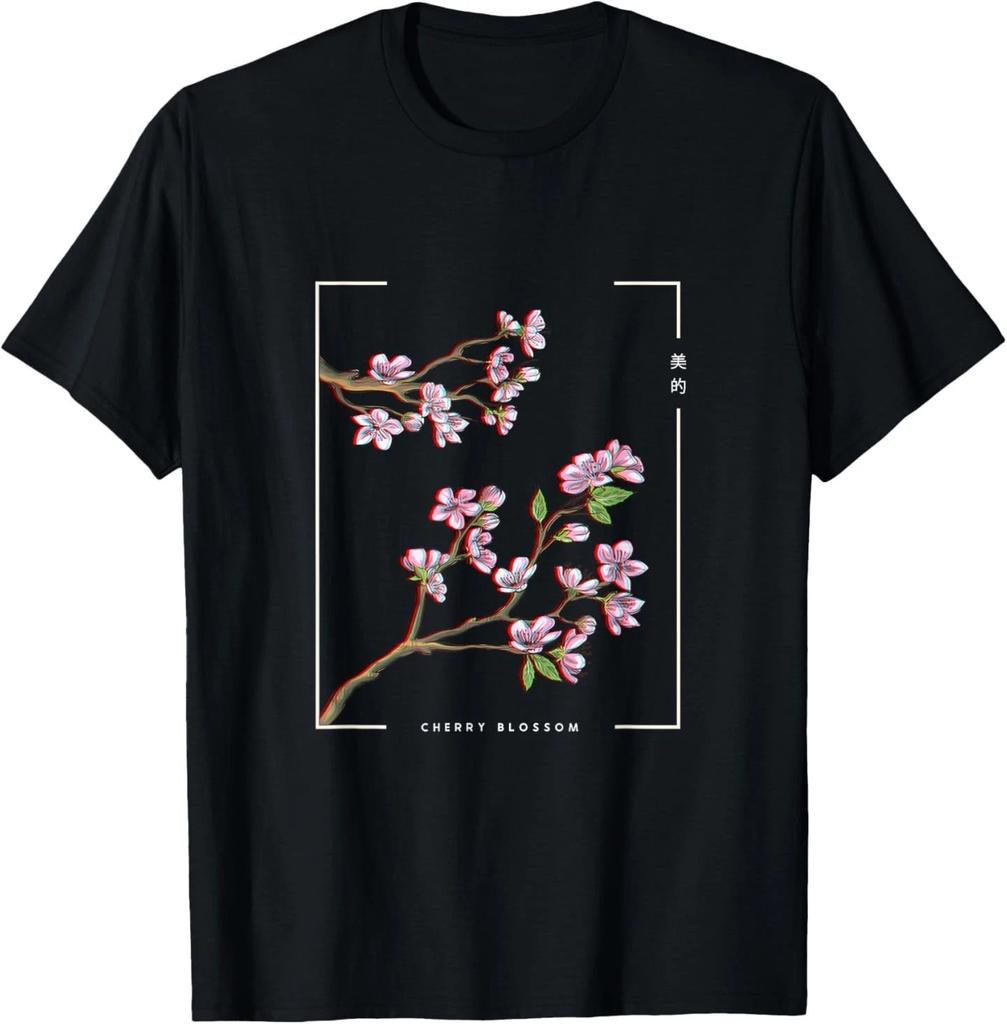 Japanese Aesthetic Vaporwave Cherry Blossom Glitch Anime T-Shirt