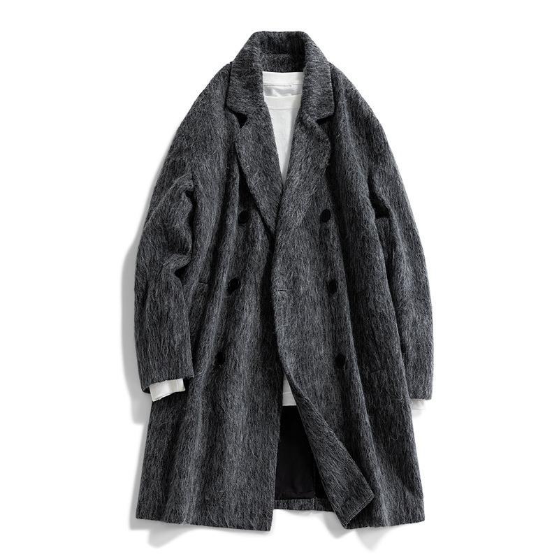 Long woolen coat men's trench coat over the knee loose autumn and winter tide brand thickened top