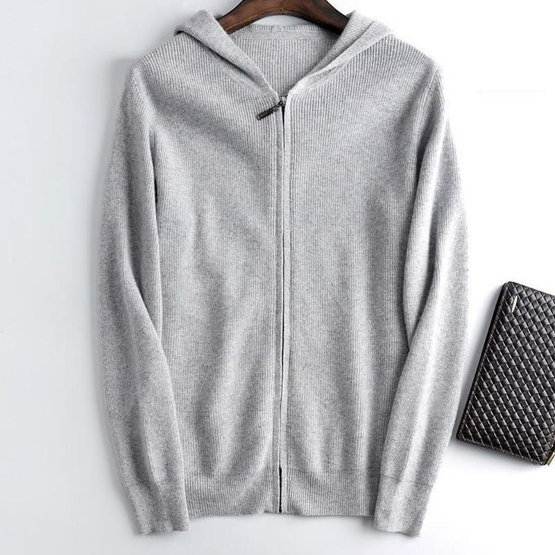 Cardigan Sweats à capuche zippé pour homme Printemps/Automne 2024 - Sweat à capuche en maille unie
