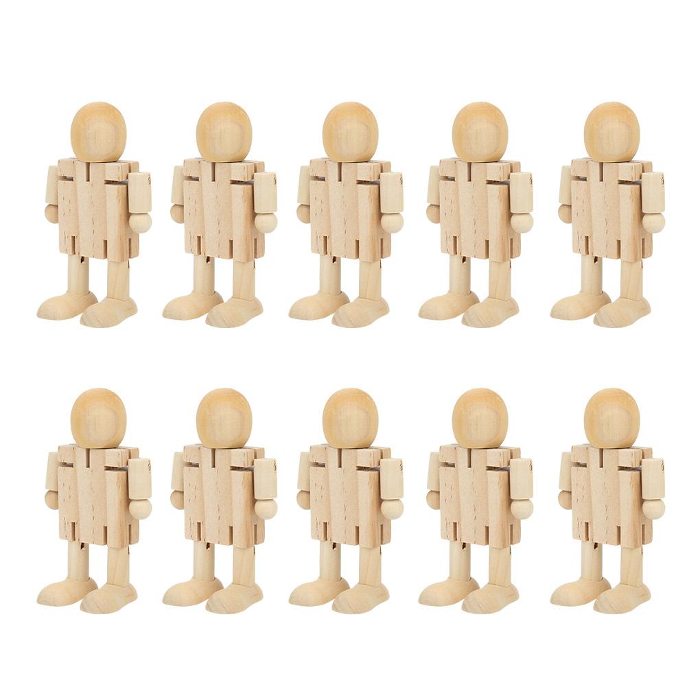 

10 шт. незаконченных деревянных роботов, фигурки людей из дерева для самостоятельной живописи, художественных промыслов