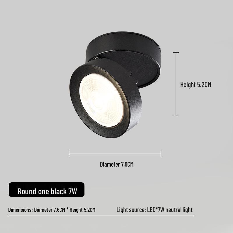 Folding Surface-Mounted Adjustable LED Spotlight for Hallway and Background Wall