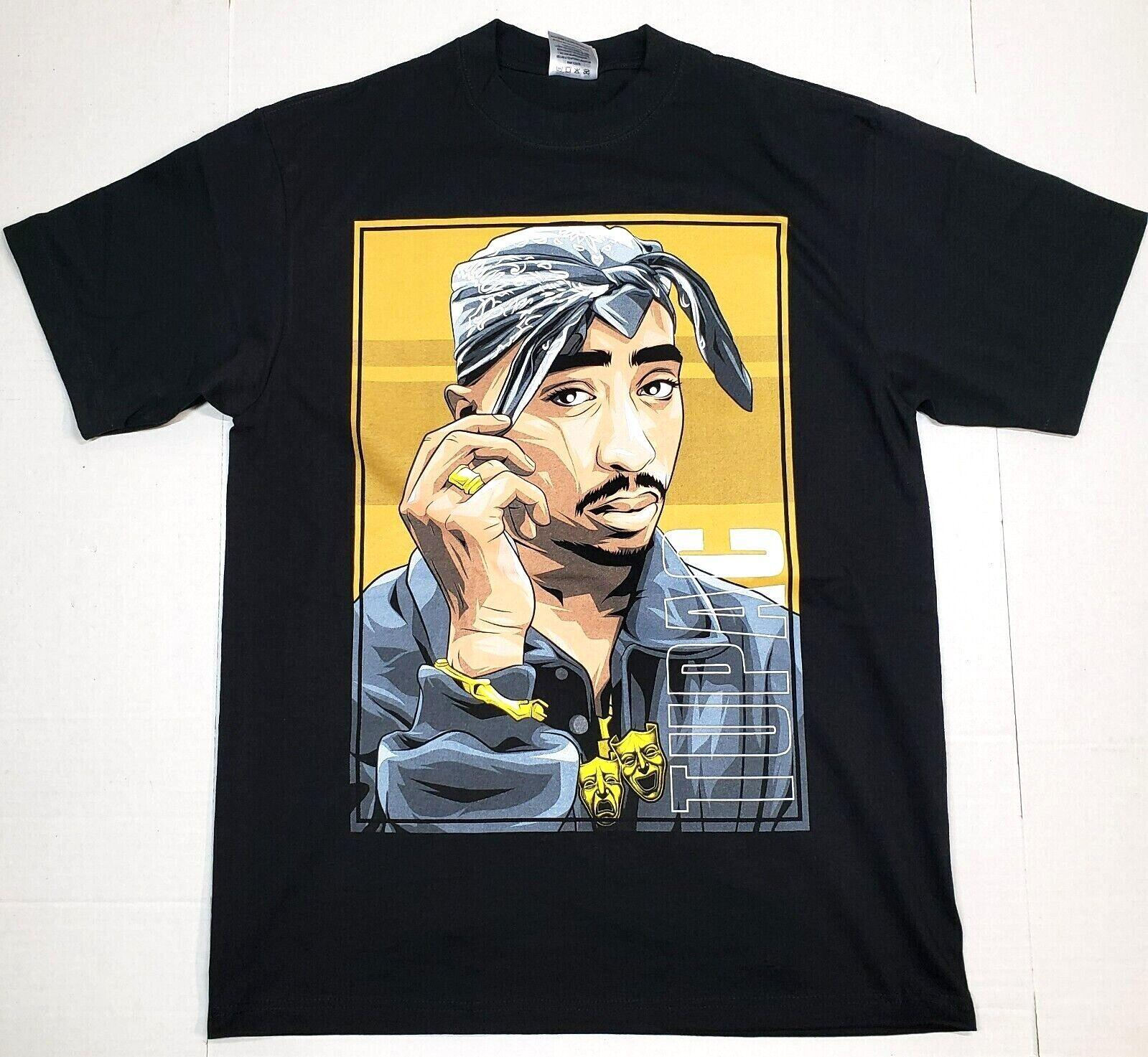 Футболка TUPAC SHAKUR 2Pac Уличный стиль Хип-хоп Рэп Мужская футболка Черная Новая XL