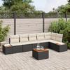 VidaXL 7-piece Garden Sofa Set with Cushions Black Poly Rattan Acacia 3348098